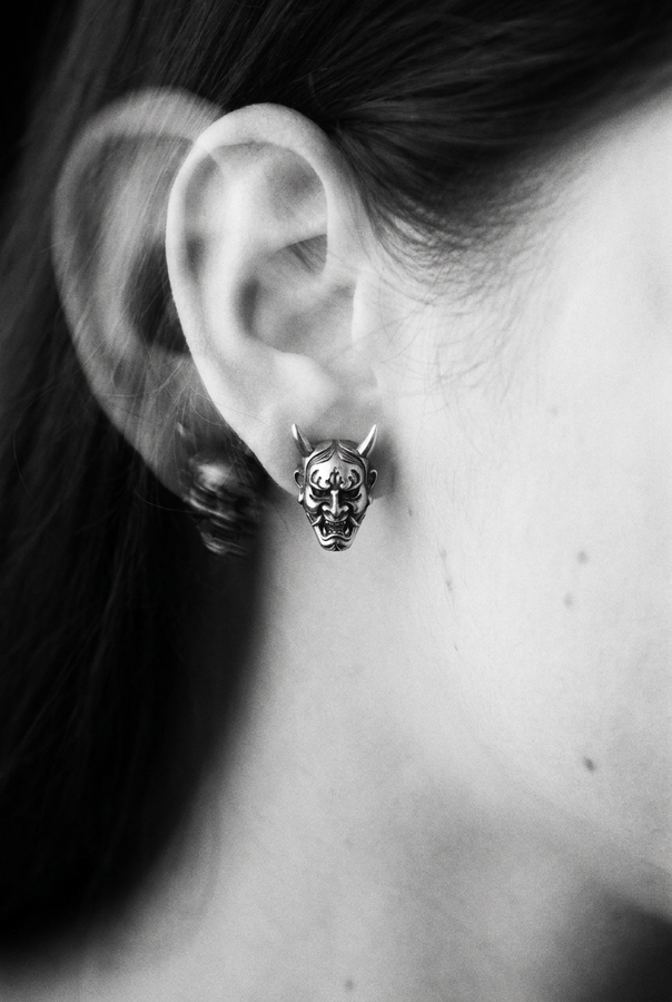 Sterling Silver Earrings Oni Masks, Japan Culture Lovers Gift, Demon Earrings, Dainty Earrings, Womens Gift, Asia Lovers Jewelry, Gift Idea (etsy image id: 7175235964)