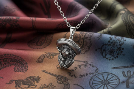 Cat Bandit Silver Pendant – Gothic Sterling Silver Cat Jewelry with Sombrero and Revolver | Bold Statement Gift for Cat Lovers __etsy:7362092018