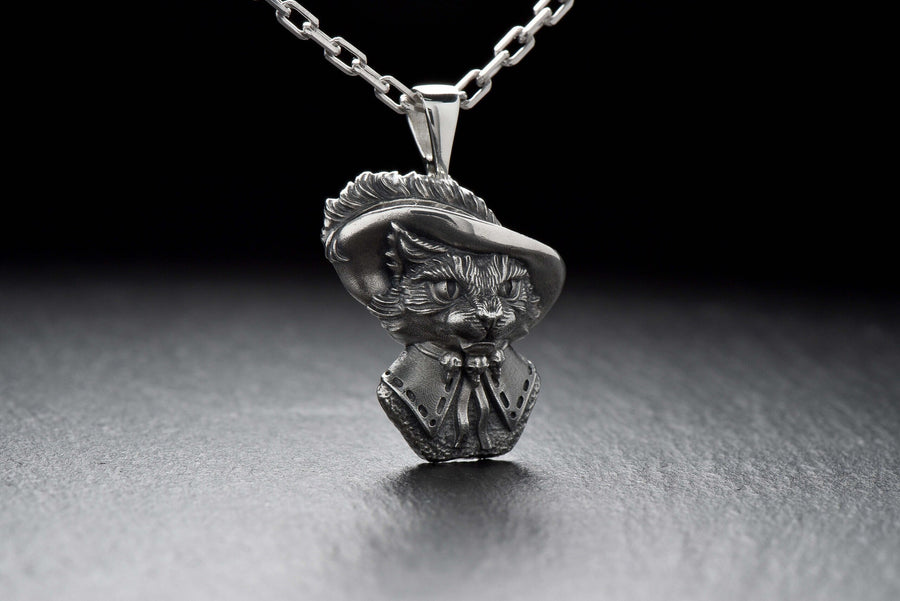 Cat Musketeer Silver Pendant – Sterling Silver Gentleman Cat Necklace | Baroque Warrior Jewelry Gift for Him __etsy:7412559117