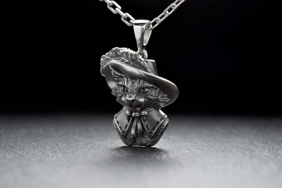 Cat Musketeer Silver Pendant – Sterling Silver Gentleman Cat Necklace | Baroque Warrior Jewelry Gift for Him __etsy:7412559117