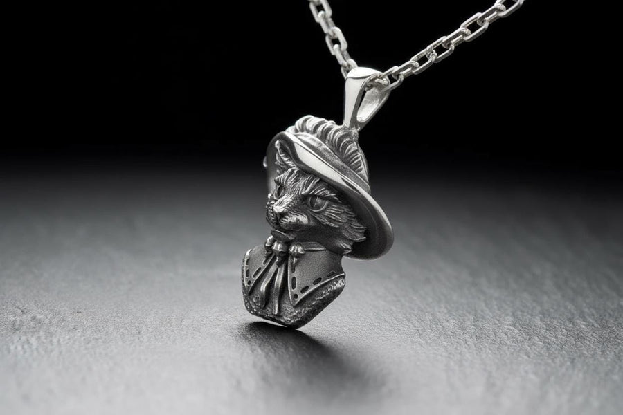 Cat Musketeer Silver Pendant – Sterling Silver Gentleman Cat Necklace | Baroque Warrior Jewelry Gift for Him __etsy:7412559117