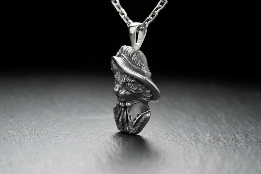 Cat Musketeer Silver Pendant – Sterling Silver Gentleman Cat Necklace | Baroque Warrior Jewelry Gift for Him __etsy:7412559117