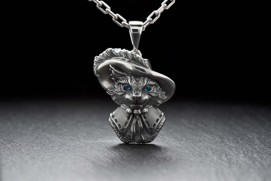 Cat Musketeer Silver Pendant – Sterling Silver Gentleman Cat Necklace | Baroque Warrior Jewelry Gift for Him __etsy:7412559117
