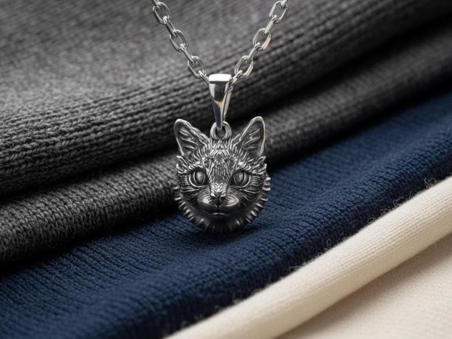 Cat Silver Pendant – Sterling Silver Cat Head Necklace | Minimalist Feline Jewelry Gift for Cat Lovers __etsy:5023082137