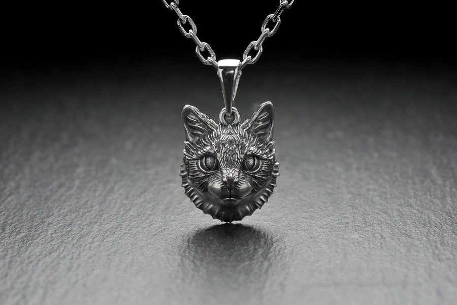 Cat Silver Pendant – Sterling Silver Cat Head Necklace | Minimalist Feline Jewelry Gift for Cat Lovers __etsy:5023082137