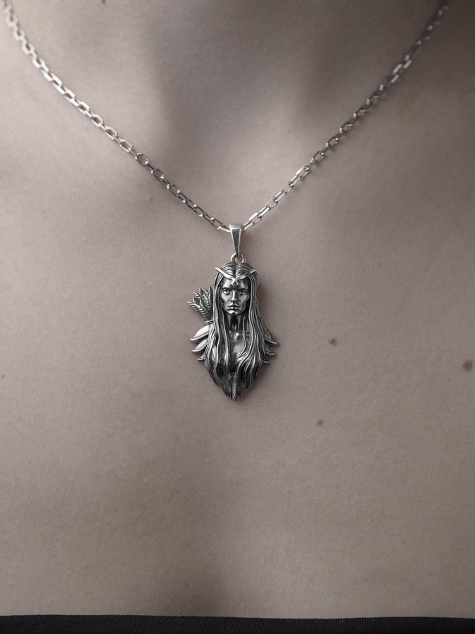 Elf Pendant Silver – Sterling Silver Elven Warrior Necklace | Symbol of Strength, Grace, and Mystical Power __etsy:7373094136