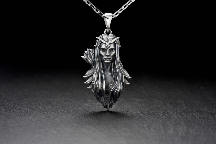 Elf Pendant Silver – Sterling Silver Elven Warrior Necklace | Symbol of Strength, Grace, and Mystical Power __etsy:7373094136