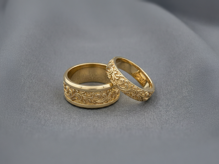 Sterling Silver Gothic Vine Wedding Band Set, Oxidized Nature Inspired Rings