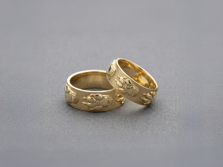 Sterling Silver Wolf Paw Wedding Rings: Animal Vow Bands