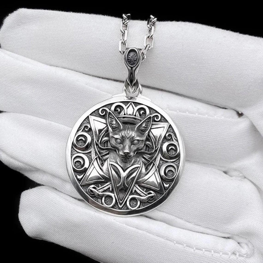 Gothic Cat Silver Pendant – Intricate Sterling Silver Feline Amulet | Mystical Jewelry Gift for Cat Lovers __etsy:7412033493