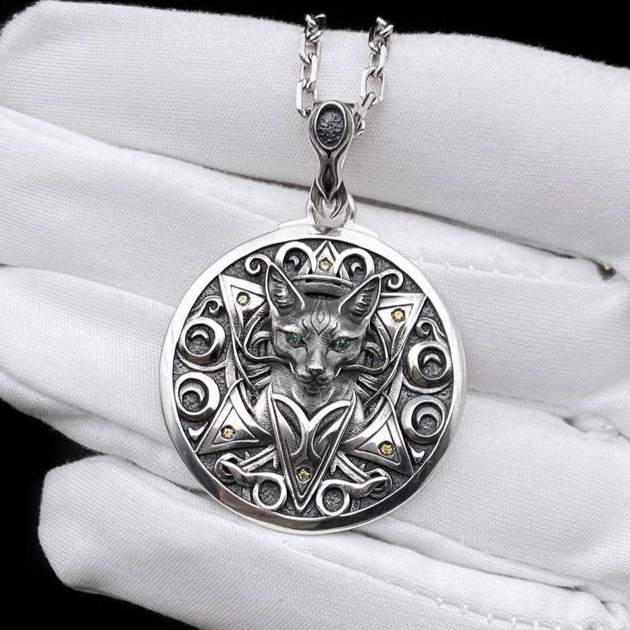 Gothic Cat Silver Pendant – Intricate Sterling Silver Feline Amulet | Mystical Jewelry Gift for Cat Lovers __etsy:7412033493