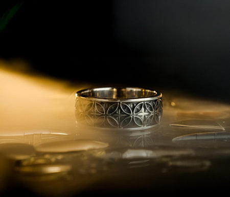 Gothic Silver Wedding Ring – Sterling Silver Floral Pattern Band with Medieval Detailing | Handcrafted Gothic Wedding Band for Him or Her __etsy:7375916410