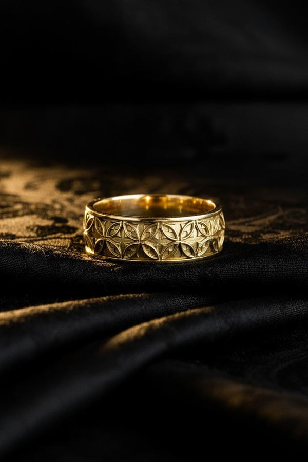 Gothic Silver Wedding Ring – Sterling Silver Floral Pattern Band with Medieval Detailing | Handcrafted Gothic Wedding Band for Him or Her __etsy:7375916410