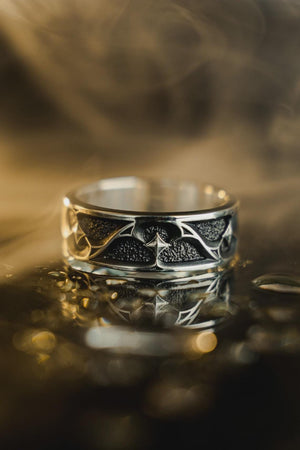 Gothic Sterling Silver Wedding Ring Set “Sanctum”: Celestial Star Gemstone Jewelry __etsy:7376914944