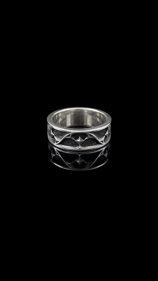 Gothic Sterling Silver Wedding Ring Set “Sanctum”: Celestial Star Gemstone Jewelry __etsy:7424849745