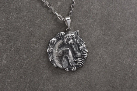 Handcrafted Sterling Silver Lemur Pendant: Animal Lover Gift __etsy:7341197598