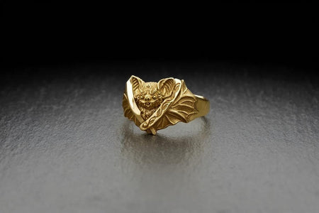 Handmade Sterling Silver Bat Ring, Gothic Razor Blade Jewelry __etsy:6989783175