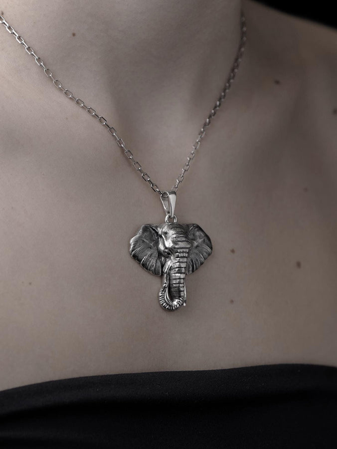 Handmade Sterling Silver Elephant Pendant: Polished Animal Necklace __etsy:7347809302