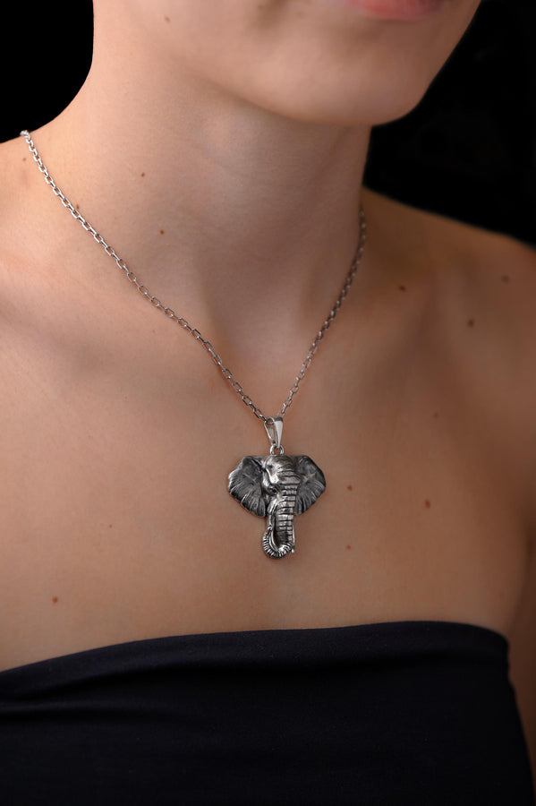 Handmade Sterling Silver Elephant Pendant: Polished Animal Necklace __etsy:7347809302