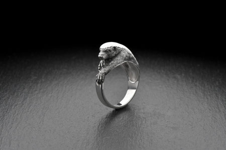 animal ring	Animal lover gift	Ring Honey badger	Honey badger	Honey badger ring	Silver Honey badger	Honey badger lovers	Sterling silver	silver ring	silver rings	badger	gift	ring __etsy:7387035331