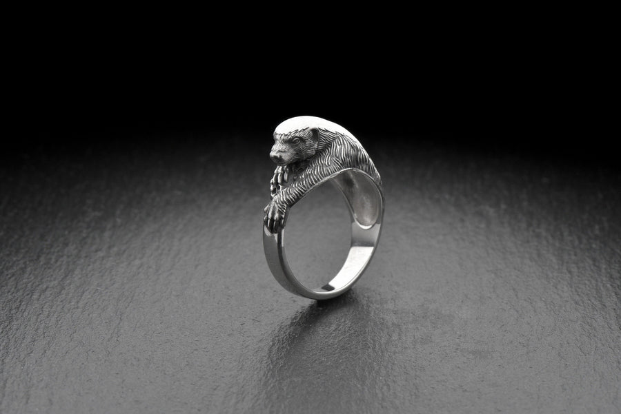 animal ring	Animal lover gift	Ring Honey badger	Honey badger	Honey badger ring	Silver Honey badger	Honey badger lovers	Sterling silver	silver ring	silver rings	badger	gift	ring __etsy:7387035331