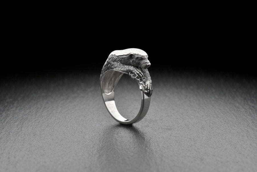 animal ring	Animal lover gift	Ring Honey badger	Honey badger	Honey badger ring	Silver Honey badger	Honey badger lovers	Sterling silver	silver ring	silver rings	badger	gift	ring __etsy:7387035331