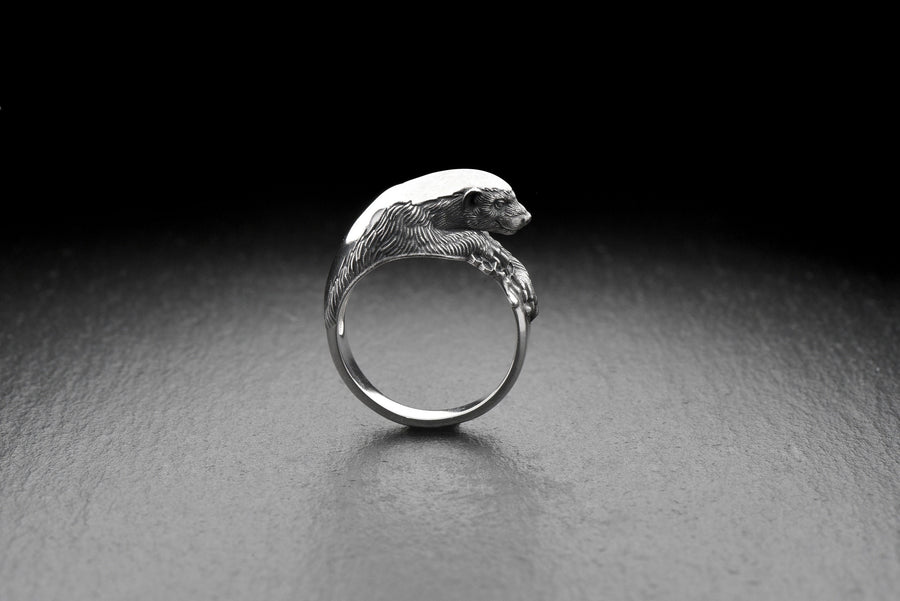 animal ring	Animal lover gift	Ring Honey badger	Honey badger	Honey badger ring	Silver Honey badger	Honey badger lovers	Sterling silver	silver ring	silver rings	badger	gift	ring __etsy:7387035331