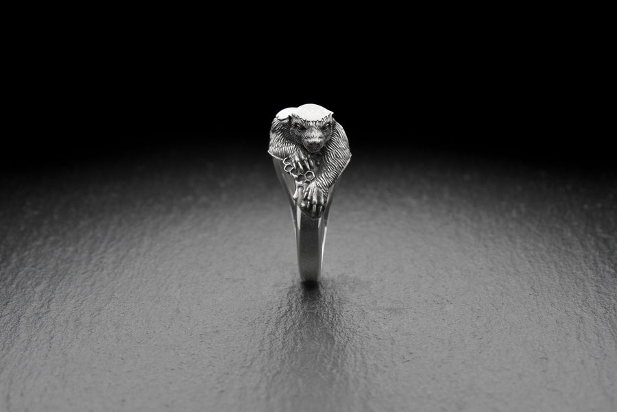 animal ring	Animal lover gift	Ring Honey badger	Honey badger	Honey badger ring	Silver Honey badger	Honey badger lovers	Sterling silver	silver ring	silver rings	badger	gift	ring __etsy:7387035331