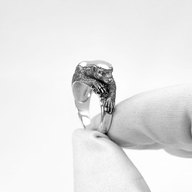 animal ring	Animal lover gift	Ring Honey badger	Honey badger	Honey badger ring	Silver Honey badger	Honey badger lovers	Sterling silver	silver ring	silver rings	badger	gift	ring __etsy:7387035331