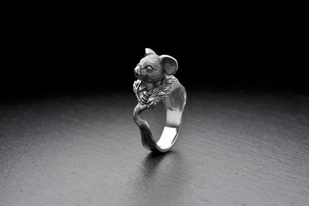 animal jewelry	animal ring	silver ring	koala ring	koala silver	koala lover	koala gift	Koala-Ring	bague koala	australia	wild nature	nature	koala __etsy:7385696473