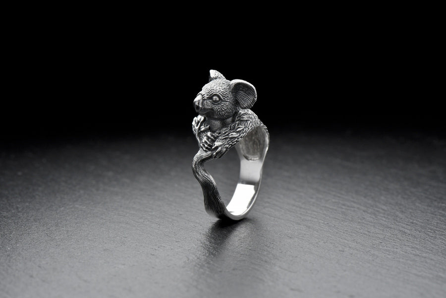 animal jewelry	animal ring	silver ring	koala ring	koala silver	koala lover	koala gift	Koala-Ring	bague koala	australia	wild nature	nature	koala __etsy:7385696473