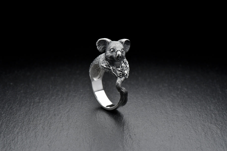 animal jewelry	animal ring	silver ring	koala ring	koala silver	koala lover	koala gift	Koala-Ring	bague koala	australia	wild nature	nature	koala __etsy:7385696473