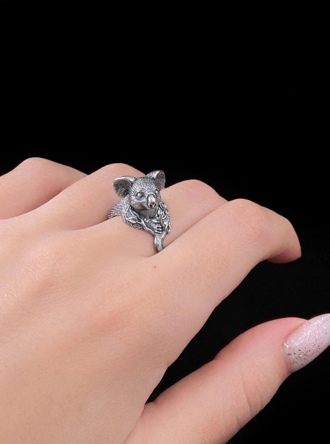 animal jewelry	animal ring	silver ring	koala ring	koala silver	koala lover	koala gift	Koala-Ring	bague koala	australia	wild nature	nature	koala __etsy:7385696473