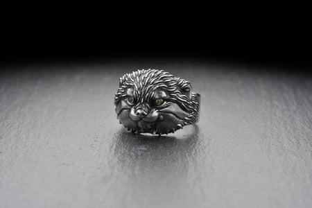 Handmade Sterling Silver Manul Ring: Wild Cat Animal Jewelry __etsy:7400234907