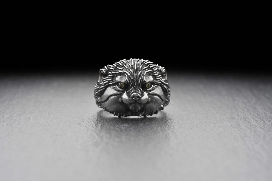 Handmade Sterling Silver Manul Ring: Wild Cat Animal Jewelry __etsy:7400234907