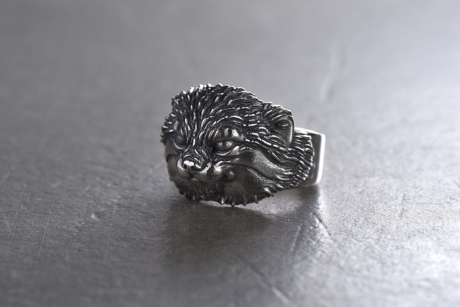 Handmade Sterling Silver Manul Ring: Wild Cat Animal Jewelry __etsy:7400234907