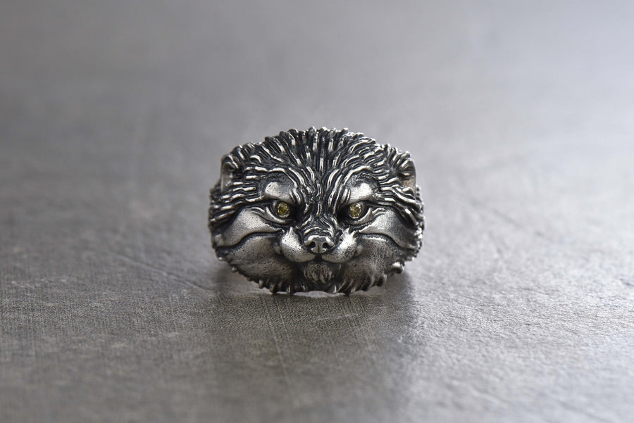 Handmade Sterling Silver Manul Ring: Wild Cat Animal Jewelry __etsy:7400234907