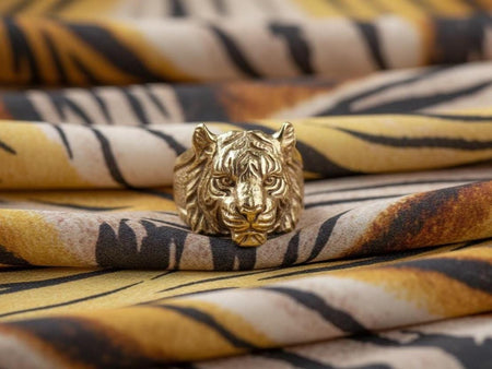 Handmade Sterling Silver Tiger Ring: 3D Animal Jewelry __etsy:7400730879