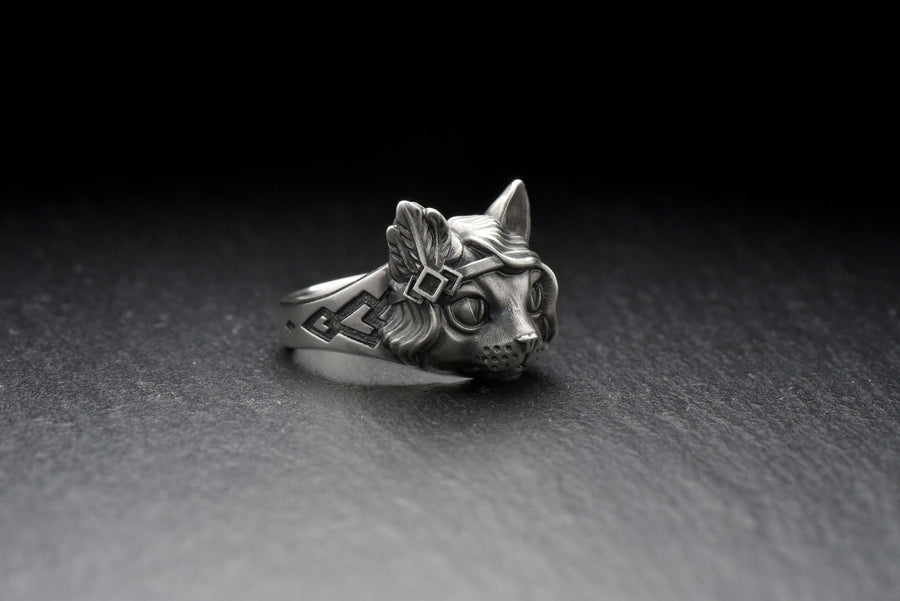 Lady Cat Silver Ring – Sterling Silver Elegant Feline Ring | Feminine Cat Jewelry Gift for Her __etsy:7364530274
