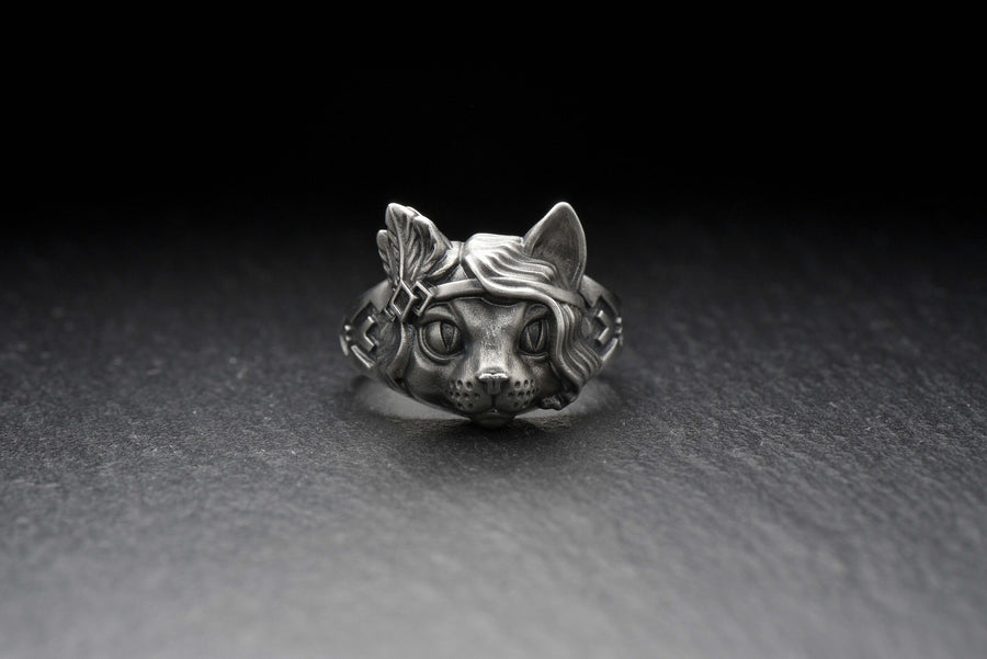 Lady Cat Silver Ring – Sterling Silver Elegant Feline Ring | Feminine Cat Jewelry Gift for Her __etsy:7364530274