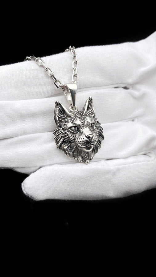 Maine Coon Silver Pendant – Minimalist Sterling Silver Cat Necklace | Elegant Feline Jewelry Gift for Cat Lovers __etsy:5421612628