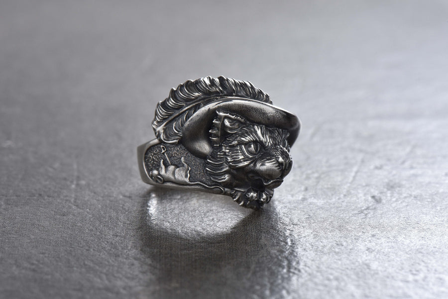 Musketeer Cat Silver Ring – Sterling Silver Adventure Jewelry __etsy:7364911240