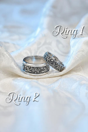Organic Gothic Wedding Band Set, Sterling Silver Vine Ring, Dark Romance Matching Couple Rings, Nature Inspired Alternative Bridal __etsy:8024090699