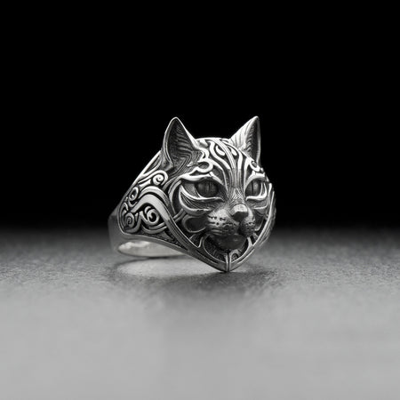 Oxidized Sterling Silver Cat Ring: Handmade Gothic Animal Jewelry __etsy:8115450379
