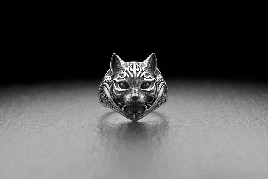 Oxidized Sterling Silver Cat Ring: Handmade Gothic Animal Jewelry __etsy:8115450379