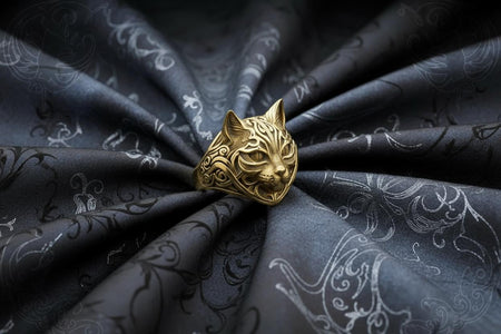 Oxidized Sterling Silver Cat Ring: Handmade Gothic Animal Jewelry __etsy:7404029835