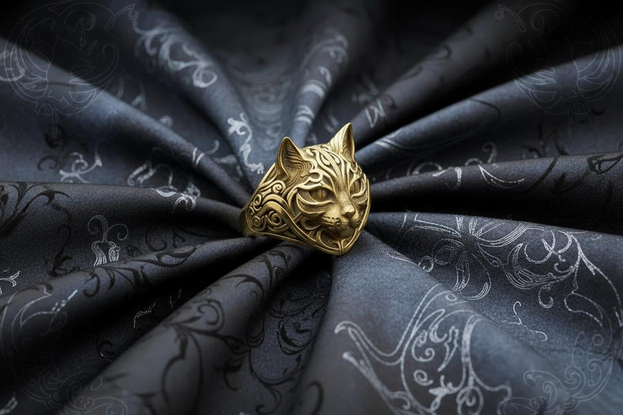 Oxidized Sterling Silver Cat Ring: Handmade Gothic Animal Jewelry __etsy:8115450379
