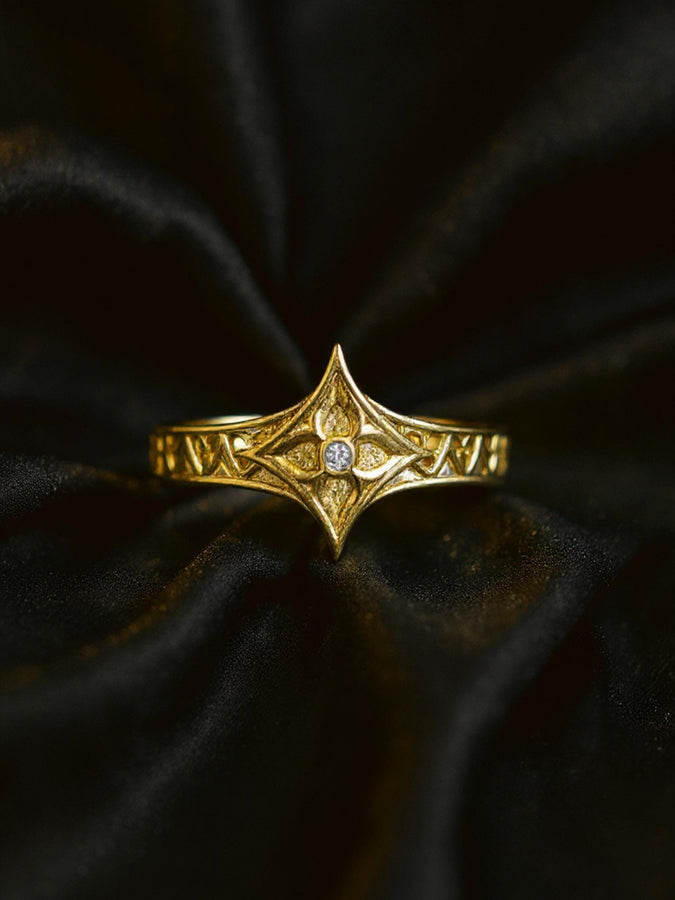 This gothic silver ring stands out with its detailed craftsmanship and gemstone highlight, offering a unique fusion of medieval charm and modern elegance. __etsy:7423453221