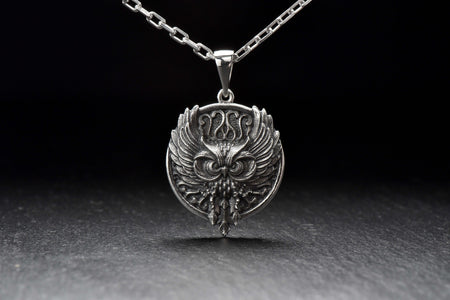 Oxidized Sterling Silver Owl Pendant: Gothic Bird Jewelry