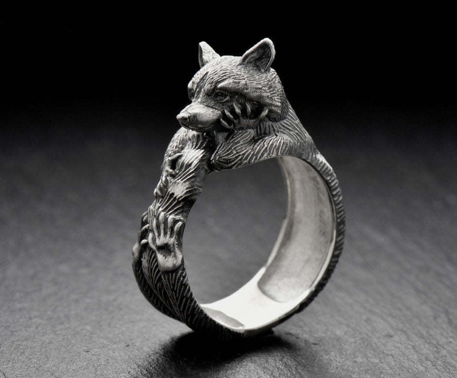 birthday gift	coon ring	raccoon lover gift	raccoon ring	gift for her	animal ring	raccoon charm	coon memorable jewel	coon silver ring	Coon Jewelry	Animal lover gift	rocket raccoon	Pet Coon __etsy:6100290345